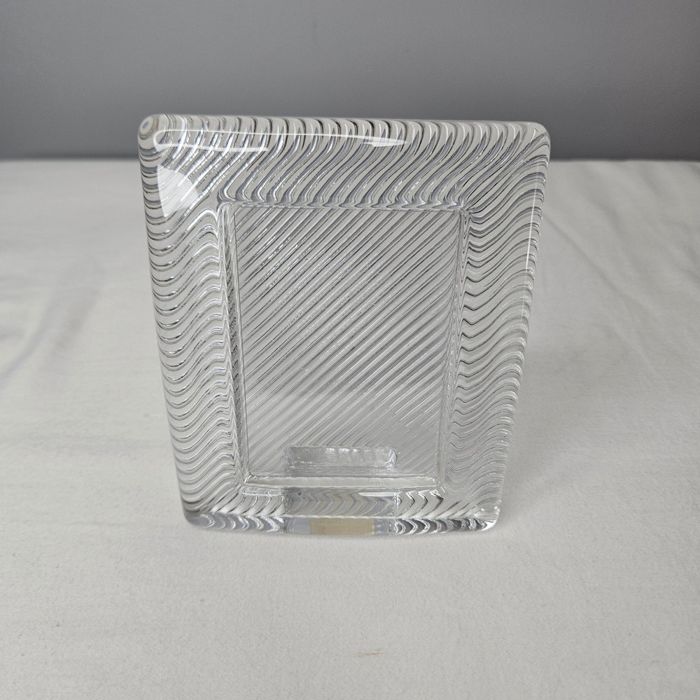 Mikasa Japan Lead Crystal Ribbed Wave Picture Frame 5x4 Clear Art Deco Style
